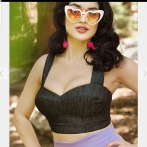 NWT Pinupgirl Denim Varla Croptop Large